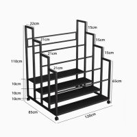 多層120cm寬大容量瑜珈墊收納籃架 - 四層 - 黑色 | 可放30張瑜珈墊 | 健身室置物架 | 超大容量 | 高效率空間利用