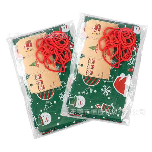 超大號一袋聖誕禮物膠袋（3個裝） - 綠色 | 聖誕風格圖案 | 增加禮物吸引力及氣氛