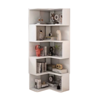 實木落地轉角櫃 - 5層暖白色  | L型拐角櫃 | 多元儲物收納裝飾