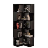 實木落地轉角櫃 - 5層黑色  | L型拐角櫃 | 多元儲物收納裝飾