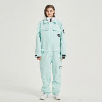 COUVGICN 男女情侶款成人滑雪服套裝 - 淺綠色 - XS碼 | 多口袋實用 | 單/雙板滑雪專用 | 時尚外觀設計 | 保暖防風性能優異 | 舒適穿著