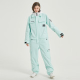 COUVGICN 男女情侶款成人滑雪服套裝 - 淺綠色 - M碼 | 多口袋實用 | 單/雙板滑雪專用 | 時尚外觀設計 | 保暖防風性能優異 | 舒適穿著