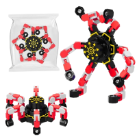 變形指尖陀螺 - 紅色 | 可疊加旋轉手指陀螺 | 創意機械造型