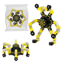 變形指尖陀螺 - 黃色 | 可疊加旋轉手指陀螺 | 創意機械造型