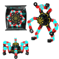 變形指尖陀螺 - 夜光紅色 | 可疊加旋轉手指陀螺 | 創意機械造型