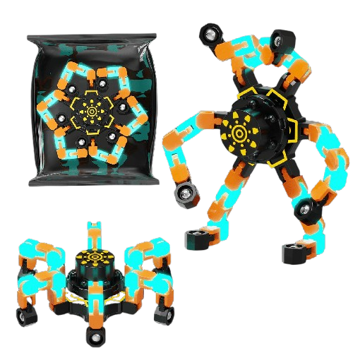 變形指尖陀螺 - 夜光黃色 | 可疊加旋轉手指陀螺 | 創意機械造型