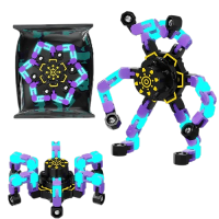 變形指尖陀螺 - 夜光紫色 | 可疊加旋轉手指陀螺 | 創意機械造型