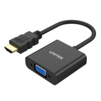 UNITEK Y-6333 HDMI 轉 VGA 轉接器 | 高效能數字轉換晶片 | 3.5mm音訊輸出 | 1080P UXGA解析度 | 相容多系統 | 香港行貨