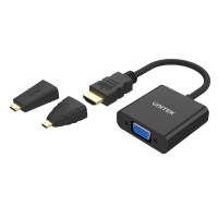 UNITEK Y-6355 - HDMI 轉 VGA 轉接器 | 適用於 Micro HDMI 及 Mini HDMI | 配備 3.5mm 音訊接口 | 香港行貨