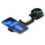 UNITEK P1223A - 可折疊三合一磁性無線充電器 - 黑色 | MagSafe支架設計 | 隨身旅行必備 | 支援Qi智慧型裝置充電 | 高達15W充電速度 | 香港行貨