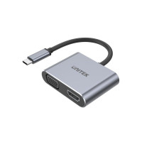 UNITEK D1049A - 4合1 USB Type-C 集線器 - 灰色 |  4K HDMI 60Hz | Full HD VGA | MST多屏独立扩展技术 | 香港行貨