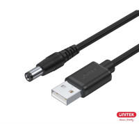 UNITEK Y-C4046BK - USB轉 DC 5.5mm 36W供電線 - 1.5m | 支援5V/9V/12V供電 | 20AWG加粗銅芯導體 | 香港行貨