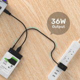 UNITEK Y-C4046BK - USB轉 DC 5.5mm 36W供電線 - 1.5m | 支援5V/9V/12V供電 | 20AWG加粗銅芯導體 | 香港行貨