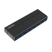 UNITEK Y-3184 - USB3.0 7口集線器 - 黑色 | 12V/3A电源适配器 | 7个USB3.0端口 | LED状态指示灯 | 兼容USB2.0/1.1 | 香港行貨