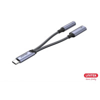 UNITEK M205A - USB Type-C 1開2 3.5mm 耳機插口 & USB-C PD60W 分插線 | 可支援通話 聽歌 充電同時進行 | 適用於手機 平板電腦 iPad iPhone15 | 香港行貨