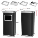 長方形黑色垃圾桶 | 靠墙式