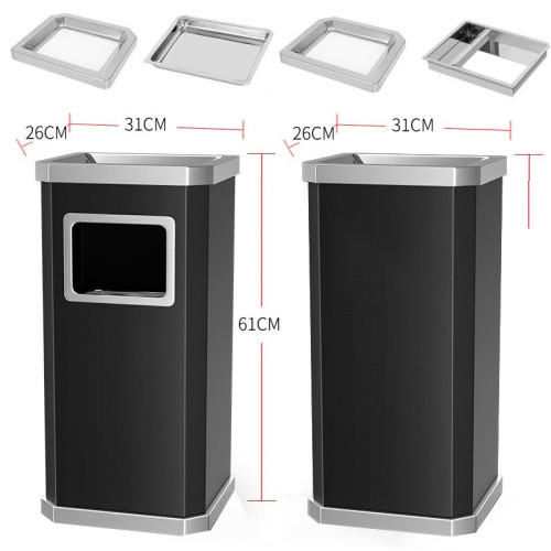長方形黑色垃圾桶 | 靠墙式
