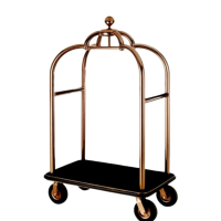 豪華酒店大堂行李車 - 玫瑰金色皇冠頂 | 適用於大件行李 | 靜音輪子