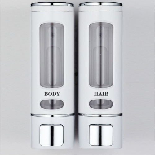 按壓式孖裝皂液機 - 白色 | 400毫升 | 可裝任何液體洗手液沐浴露洗頭水