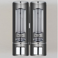 按壓式孖裝皂液機 - 黑色 | 400毫升 | 可裝任何液體洗手液沐浴露洗頭水