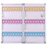 DELI 得力 掛壁式鑰匙管理箱 - 48位 | 鋁合金材質 | 安全鎖保護 | 3色鑰匙扣