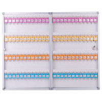 DELI 得力 掛壁式鑰匙管理箱 - 96位 | 鋁合金材質 | 安全鎖保護 |4色鑰匙扣