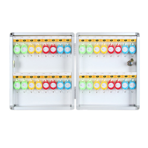 壁掛式鋁合金鎖匙保管箱 - 32掛位(附鑰匙牌) | 磁性門吸 | ABS護角