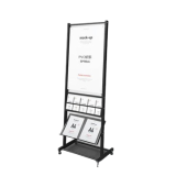 XYT-75B  金屬落地式小冊子展示架 - 黑色 |分層結構 |穩固耐用