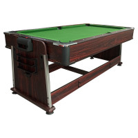 多功能摺曡式四合一球檯 - 深棕色 | 檯球冰球兵乓球會議桌 | 翻轉切換