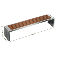 防腐塑木U型不鏽鋼公園長椅 - 2米 | 一體組裝成型 | 201不鏽鋼