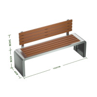 防腐塑木U型不鏽鋼公園靠背長椅 - 1.5米 | 一體組裝成型 | 201不鏽鋼