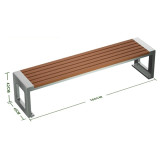 防腐塑木回型不鏽鋼公園長椅 - 1.8米 | 一體組裝成型 | 201不鏽鋼