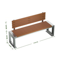 防腐塑木回型不鏽鋼公園靠背長椅 - 1.5米 | 一體組裝成型 | 201不鏽鋼