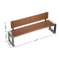 防腐塑木回型不鏽鋼公園靠背長椅 - 1.8米 | 一體組裝成型 | 201不鏽鋼