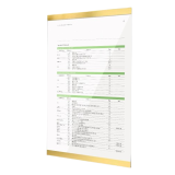 免打孔亞架力A4展示牌 - 直式-金色 | 磁吸固定 | 高透亮面板