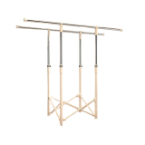 家用防風免安裝雙桿摺叠晾衣架 - 白色不鏽鋼 | 雙桿加寬間距 | 可升降調節