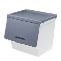 韓國 LITEM ROOMAX CUBE 揭蓋式方型儲物箱（M碼） - 淺灰色 | 可摺叠前掀式設計 | 多用途整理收納