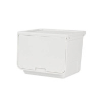 韓國 LITEM ROOMAX CUBE 揭蓋式方型儲物箱（M碼） - 米白色 | 可摺叠前掀式設計 | 多用途整理收納