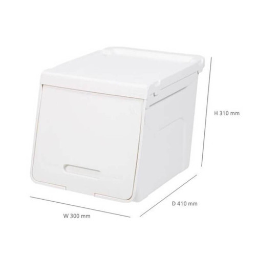 韓國 LITEM ROOMAX 揭蓋式細身儲物箱 （米白） - M碼 | 可摺叠前掀式設計 | 多用途整理收納