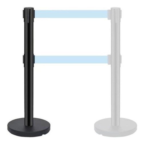 不鏽鋼雙層伸縮圍欄拉帶 - 單個裝(3米帶黑色柱藍色帶)