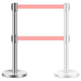 不鏽鋼雙層伸縮圍欄拉帶 - 單個裝(5米帶銀色柱紅色帶)