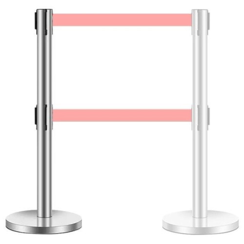 不鏽鋼雙層伸縮圍欄拉帶 - 單個裝(5米帶銀色柱紅色帶)