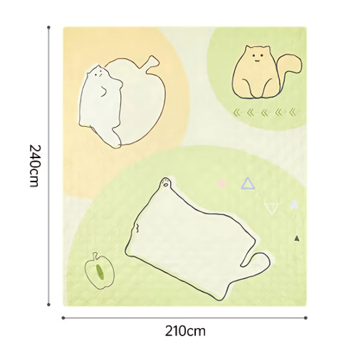 Naturehike Happy Ultrasonic 戶外野餐墊(CNK2350WS010) - 貓咪悠閒(210*240cm) | 5層加厚 | 雙面防污