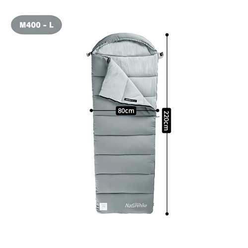 Naturehike Warmy 信封附帽棉睡袋(CNK2350WS023) - 灰色(M400-左開口) | 可機洗 | 可拼接