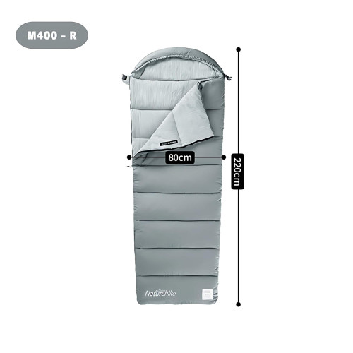 Naturehike Warmy 信封附帽棉睡袋(CNK2350WS023) - 灰色(M400-右開口) | 可機洗 | 可拼接