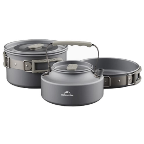 Naturehike 鋁合金露營廚具(CNK2450CF010) - 組合B | 適用2-4人 | 1.7L鍋+7吋煎鍋+0.8L水壺