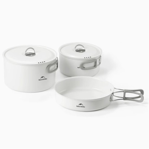 Naturehike 春生 陶瓷不沾鍋套裝(CNK2450CF013) - 組合A | 3-6人適用 | 7.5吋煎鍋+1.7L中鍋+3L大鍋