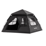 BLACKDOG 兩門四窗露營帳篷(BD-ZP005) - 黑色 | 荷葉拒水效果 | 耐磨抗撕裂