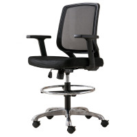 鋁合金高腳可移動靠背椅 - 灰色 | 雙網坐墊 | 辦公室椅