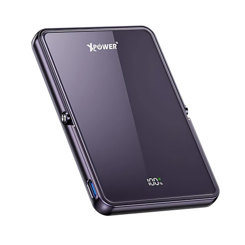 XPower M5K2 5合1鋅合金支架數顯 5000mAh 移動電源 - 紫色 | PD3.0+Qi2磁吸 | Ai智能調節 | 香港行貨